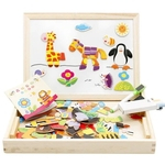 Ficha técnica e caractérísticas do produto Hot New Multifuncional de madeira Brinquedos Educativos Magnetic enigma Farm animal da selva, crianças, miúdos Jigsaw bebê Desenho Cavalete Board Educational toys