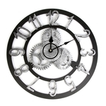 Ficha técnica e caractérísticas do produto HUN Retro Wall Clock 3D estilo industrial relógio Steampunk Gear Recados Decoração