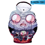 Ficha técnica e caractérísticas do produto Impressão Longo Unisex Invader Zim Hoodie 3d Da Luva Dos Desenhos Animados Casual Moleton Mistura De Algodão