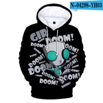 Ficha técnica e caractérísticas do produto HAO Impressão Longo Unisex Invader Zim Hoodie 3D da luva dos desenhos animados Casual moleton Fashion hoodies and sweatshirts