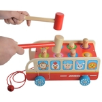 Ficha técnica e caractérísticas do produto Infantil de madeira Whac-A-Mole Knocking Bus Animal dos desenhos animados Toy modelo de carro crianças cedo Puzzles Cognition Toy