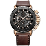 Ficha técnica e caractérísticas do produto Assista INTERVALO 5690 Waterproof Chronograph Casual Grande Dial quartzo relógio desportivo com pulseira de couro