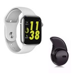 Kit 1 Relógio Inteligente SmartWatch W34 Preto Android IOS + 1 Mini Fone Bluetooth Branco - Smart Bracelet