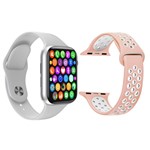 Ficha técnica e caractérísticas do produto Kit 1 Relógio Inteligente SmartWatch IWO8 Lite Plus Branco + 1 Pulseira Extra Sport Rosa - Smart Bracelet