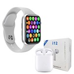 Ficha técnica e caractérísticas do produto Kit 1 Relógio Inteligente SmartWatch IWO8 Lite Plus Branco Troca Pulseira + 1 Fone Bt I12 TWS - Smart Bracelet