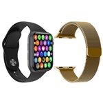 Ficha técnica e caractérísticas do produto Kit 1 Relógio Inteligente SmartWatch IWO8 Lite Plus Preto + 1 Pulseira Extra Milanese Marrom - Smart Bracelet