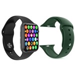 Kit 1 Relógio Inteligente SmartWatch IWO8 Lite Plus Preto + 1 Pulseira Extra Silicone Verde Escuro - Smart Bracelet