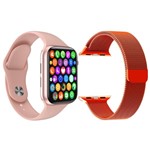 Ficha técnica e caractérísticas do produto Kit 1 Relógio Inteligente SmartWatch IWO8 Lite Plus Rosa + 1 Pulseira Extra Aço Milanese Vermelho - Smart Bracelet