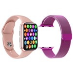 Ficha técnica e caractérísticas do produto Kit 1 Relógio Inteligente SmartWatch IWO8 Lite Plus Rosa + 1 Pulseira Extra Milanese Bonina - Smart Bracelet