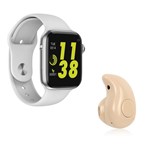 Ficha técnica e caractérísticas do produto Kit 1 Relógio Inteligente SmartWatch W34 Branco Android IOS + 1 Mini Fone Bluetooth Marfim - Smart Bracelet