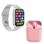 Ficha técnica e caractérísticas do produto Kit 1 Relógio Inteligente SmartWatch W34 S Branco Troca Pulseira + 1 Fone Bt InPods I12 Rosa - Smart Bracelet