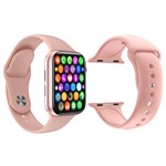 Ficha técnica e caractérísticas do produto Kit 1 Relógio Inteligente SmartWatch W34 S Rosa Android IOS + 1 Pulseira Extra Silicone Rosa - Smart Bracelet