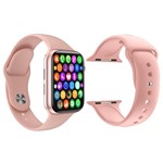 Kit 1 Relógio Inteligente SmartWatch IWO8 Lite Plus Rosa + 1 Pulseira Extra Silicone Rosa - Smart Bracelet