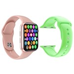 Ficha técnica e caractérísticas do produto Kit 1 Relógio Inteligente SmartWatch IWO8 Lite Plus Rosa + 1 Pulseira Extra Silicone Verde - Smart Bracelet