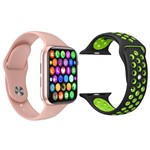 Ficha técnica e caractérísticas do produto Kit 1 Relógio Inteligente SmartWatch W34 S Rosa Android IOS + 1 Pulseira Extra Sport Preto e Verde - Smart Bracelet