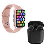 Ficha técnica e caractérísticas do produto Kit 1 Relógio Inteligente SmartWatch IWO8 Lite Plus Rosa + 1 Fone Bluetooth InPods I12 Preto - Smart Bracelet