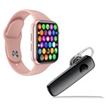 Ficha técnica e caractérísticas do produto Kit 1 Relógio Inteligente SmartWatch IWO8 Lite Plus Rosa Troca Pulseira + 1 Fone Estéreo Preto - Smart Bracelet