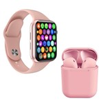 Ficha técnica e caractérísticas do produto Kit 1 Relógio Inteligente SmartWatch IWO8 Lite Plus Rosa + 1 Fone Bt InPods I12 Rosa - Smart Bracelet