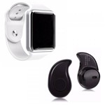 Kit 1 Relógio SmartWatch Z6 Branco + 1 Mini Fone Bluetooth Preto - Z Smart