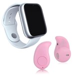 Ficha técnica e caractérísticas do produto Kit 1 Relógio SmartWatch A1 Pro Plus Branco + 1 Mini Fone Bluetooth Rosa - Z Smart