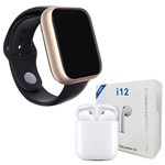 Ficha técnica e caractérísticas do produto Kit 1 Relógio SmartWatch A1 Pro Plus Dourado + 1 Fone Bluetooth I12 TWS - Z Smart