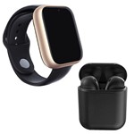 Ficha técnica e caractérísticas do produto Kit 1 Relógio SmartWatch A1 Pro Plus Dourado + 1 Fone Bluetooth InPods 12 Preto - Z Smart