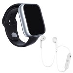 Ficha técnica e caractérísticas do produto Kit 1 Relógio SmartWatch A1 Pro Plus Prata + 1 Fone Bluetooh Original Branco - Smart Bracelet