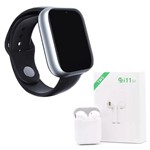 Ficha técnica e caractérísticas do produto Kit 1 Relógio SmartWatch A1 Pro Plus Prata + 1 Fone Bluetooth I11 TWS Branco - Smart Bracelet