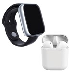 Ficha técnica e caractérísticas do produto Kit 1 Relógio SmartWatch A1 Pro Plus Prata + 1 Fone Bluetooth InPods 12 Branco - Smart Bracelet