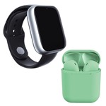 Ficha técnica e caractérísticas do produto Kit 1 Relógio SmartWatch A1 Pro Plus Prata + 1 Fone Bluetooth InPods 12 Verde - Z Smart