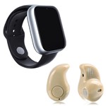 Ficha técnica e caractérísticas do produto Kit 1 Relógio SmartWatch A1 Pro Plus Prata + 1 Mini Fone Bluetooth Marfim - Smart Bracelet