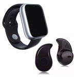 Ficha técnica e caractérísticas do produto Kit 1 Relógio SmartWatch A1 Pro Plus Prata + 1 Mini Fone Bluetooth Preto - Smart Bracelet