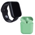 Ficha técnica e caractérísticas do produto Kit 1 Relógio SmartWatch A1 Pro Plus Preto + 1 Fone Bluetooth InPods 12 Verde - Smart Bracelet