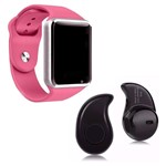 Ficha técnica e caractérísticas do produto Kit 1 Relógio SmartWatch A1 Rosa + 1 Mini Fone Bluetooh Preto