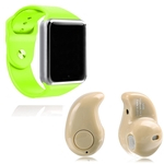 Kit 1 Relógio SmartWatch A1 Verde + 1 Mini Fone Bluetooh Marfim