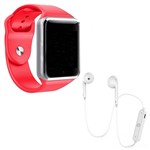 Ficha técnica e caractérísticas do produto Kit 1 Relógio SmartWatch A1 Vermelho + 1 Fone Bluetooh Original Branco