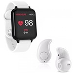 Ficha técnica e caractérísticas do produto Kit 1 Relógio Smartwatch B57 Hero Band 3 Branco + 1 Mini Fone Bluetooth Branco - B Smart