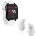 Kit 1 Relógio Smartwatch B57 Hero Band 3 Branco + 1 Mini Fone Bluetooth Branco - Smart Bracelet