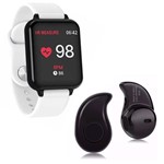 Ficha técnica e caractérísticas do produto Kit 1 Relógio Smartwatch B57 Hero Band 3 Branco + 1 Mini Fone Bluetooth Preto - Smart Bracelet