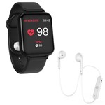 Kit 1 Relógio Smartwatch B57 Hero Band 3 Preto + 1 Fone Bluetooh Original Branco - B Smart