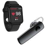 Ficha técnica e caractérísticas do produto Kit 1 Relógio Smartwatch B57 Hero Band 3 Preto + 1 Fone de Ouvido Sem Fio Bluetooth Headset Preto - Smart Bracelet