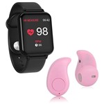 Ficha técnica e caractérísticas do produto Kit 1 Relógio Smartwatch B57 Hero Band 3 Preto + 1 Mini Fone Bluetooth Rosa - Smart Bracelet