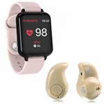 Ficha técnica e caractérísticas do produto Kit 1 Relógio Smartwatch B57 Hero Band 3 Rosa + 1 Mini Fone Bluetooth Marfim - B Smart