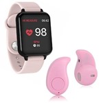 Ficha técnica e caractérísticas do produto Kit 1 Relógio Smartwatch B57 Hero Band 3 Rosa + 1 Mini Fone Bluetooth Rosa - Smart Bracelet