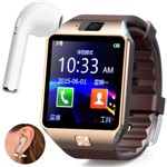 Ficha técnica e caractérísticas do produto Kit 1 Relógio SmartWatch DZ09 Dourado + 1 Fone Bluetooth I7 Branco - Smart Bracelet