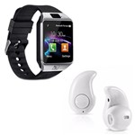 Ficha técnica e caractérísticas do produto Kit 1 Relógio SmartWatch DZ09 Prata + 1 Mini Fone Bluetooh Branco