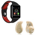 Kit 1 Relógio SmartWatch M3 Vermelho + 1 Mini Fone Bluetooth Marfim - Z Smart