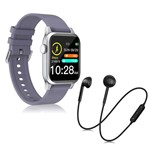 Ficha técnica e caractérísticas do produto Kit 1 Relógio Smartwatch P18 Roxo Android IOS + 1 Fone Bluetooth S6 Preto - Smart Bracelet