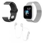 Kit 1 Relógio Smartwatch P70 Preto Android IOS + 1 Pulseira Extra + 1 Fone Bluetooth Original Branco - P Smart