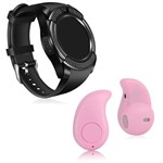 Ficha técnica e caractérísticas do produto Kit 1 Relógio SmartWatch V8 Preto+ 1 Mini Fone Bluetooh Rosa - V Smart